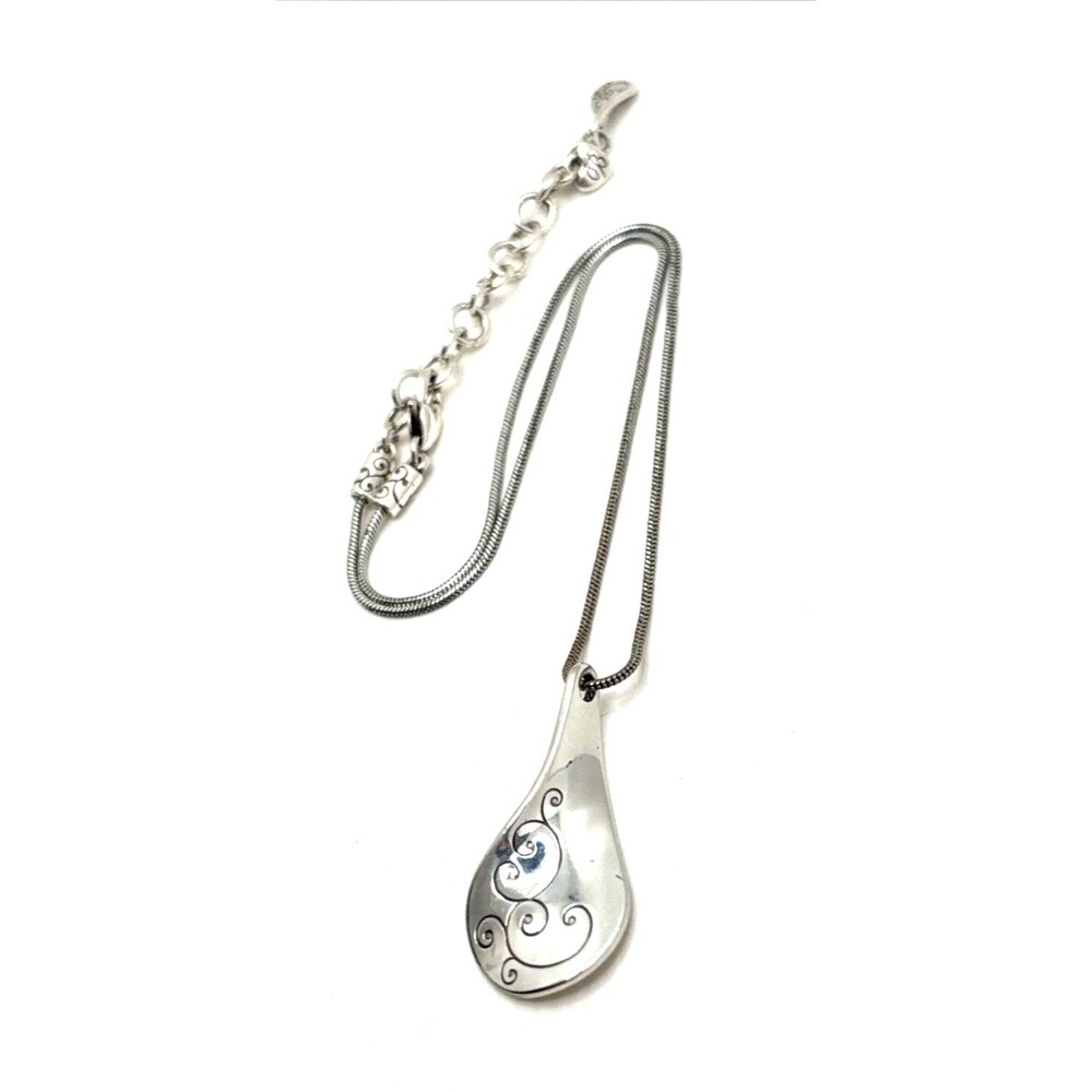 Brighton TWIRL Pendant Necklace Silver Plated Scroll Statement 16" to 18"